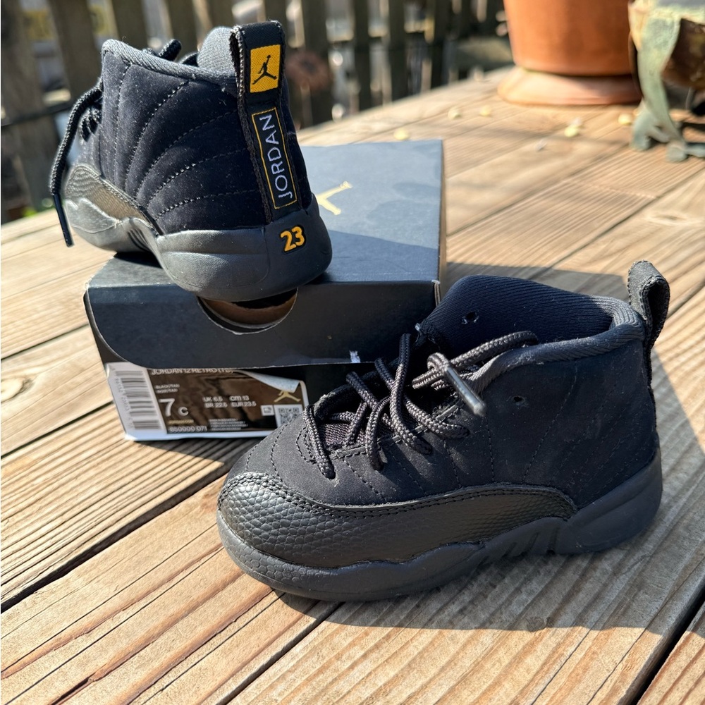 Jordan Kids Black Sneakers with Gold Accents